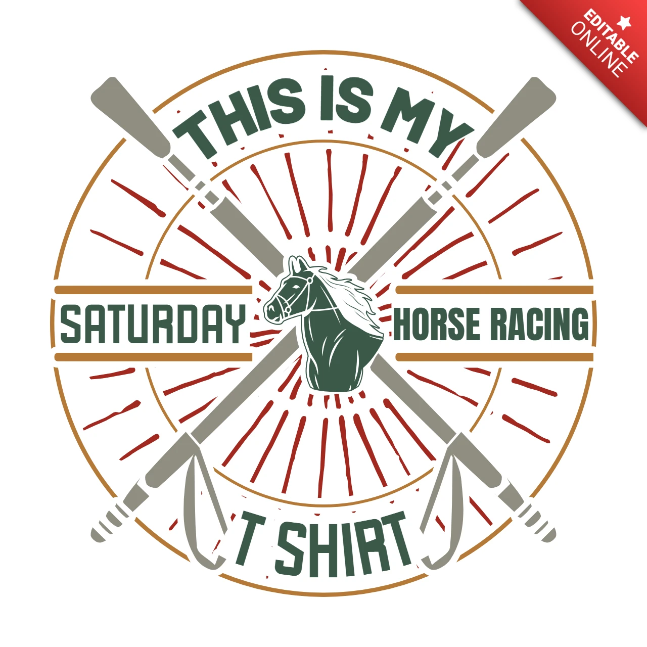 Modèle de t-shirt vintage style course de chevaux samedi