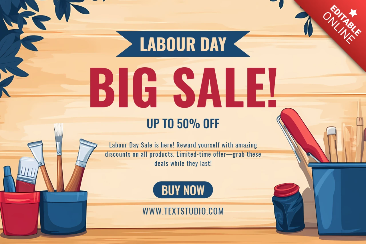 Modelo de design de promoção do Dia do Trabalho - estilo artístico vibrante para promoções