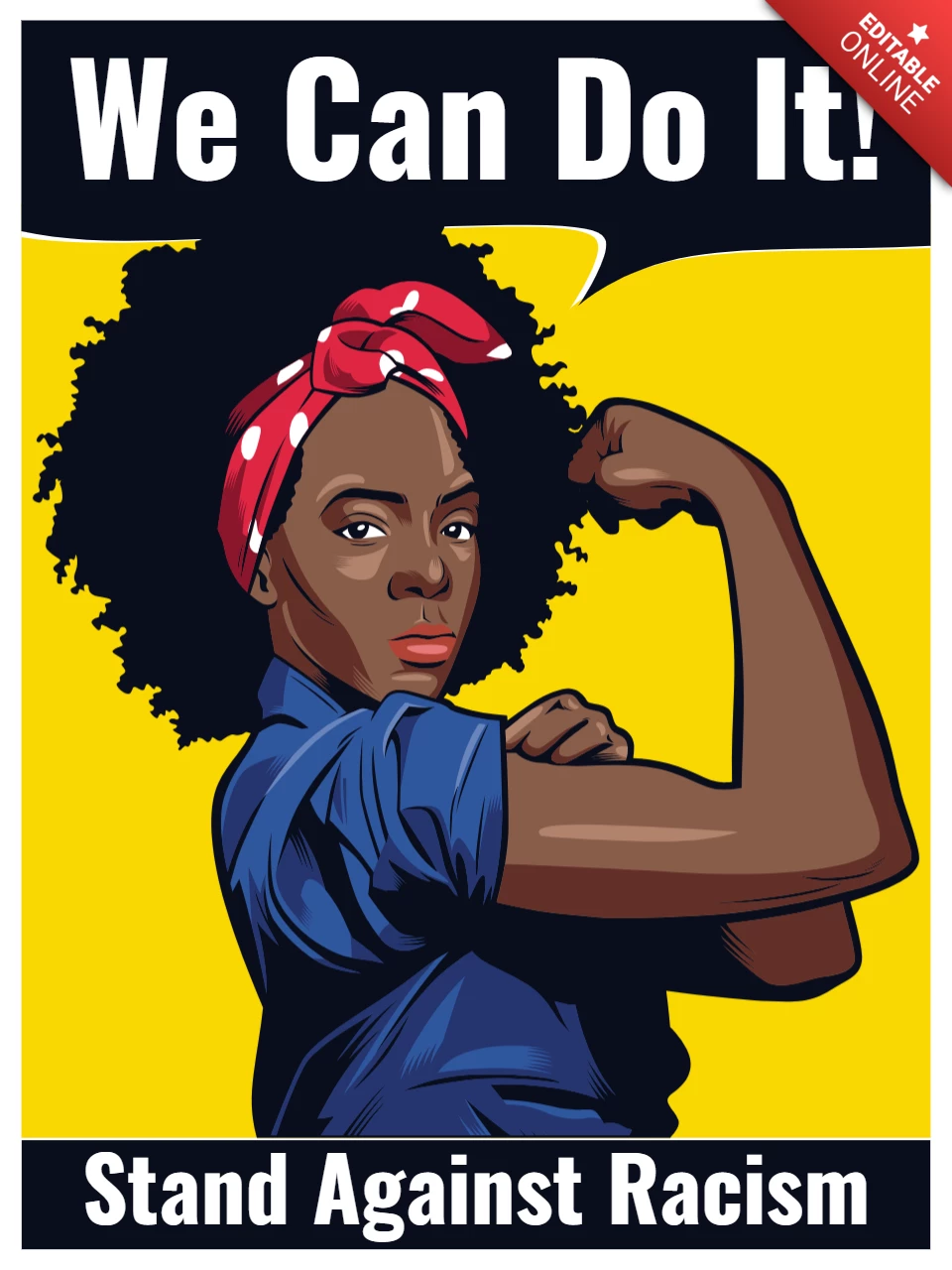 Modelo de design de camiseta "we can do it" para mulheres negras
