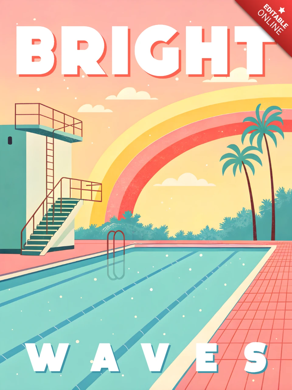 Bright Waves Poolside Design Template for Summer Party Invitations