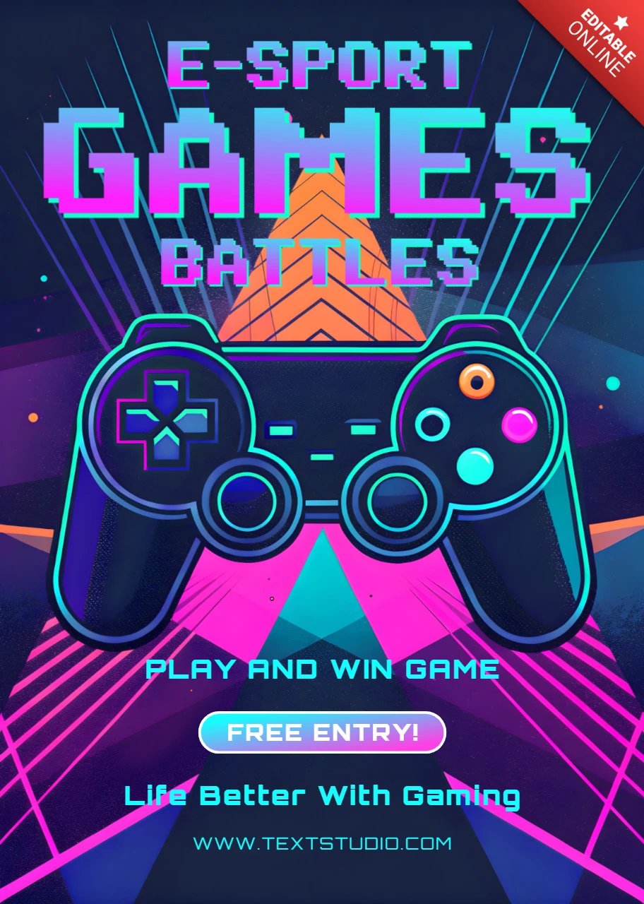 Retro-Gaming-Controller-Designvorlage für E-Sport-Event-Flyer
