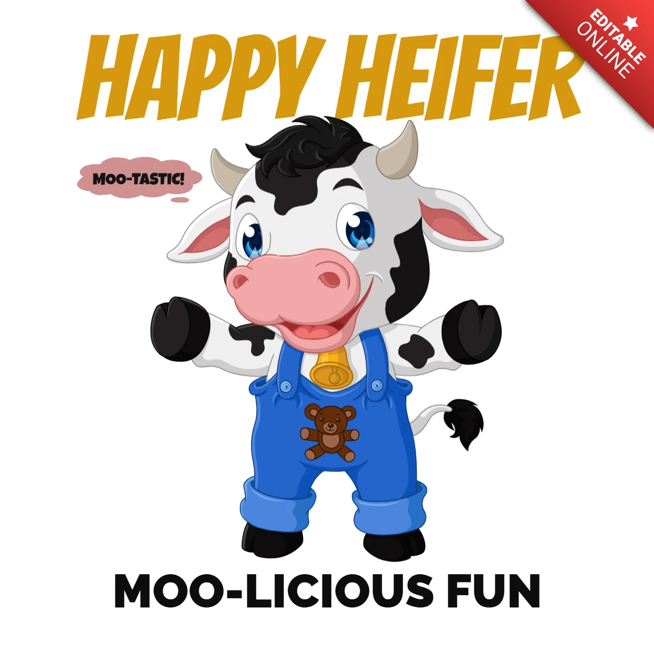 Gabarit de conception d'une génisse heureuse : un plaisir moo-licieux pour les enfants