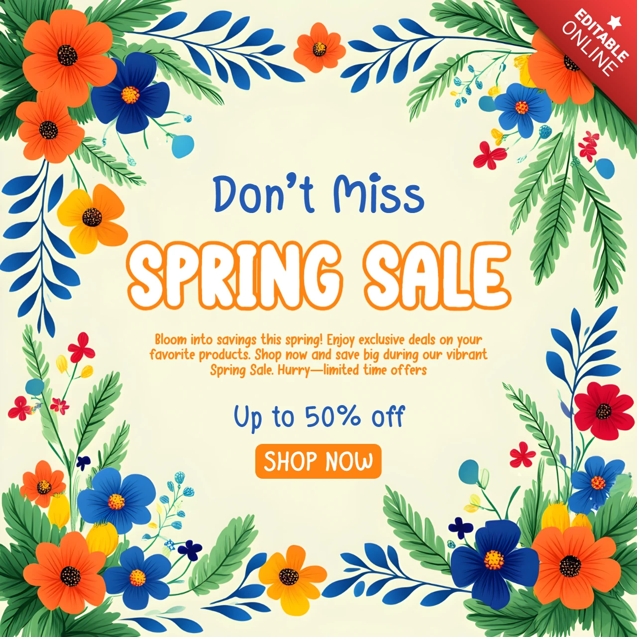 Vibrant Floral Spring Sale Design Template for Promotions