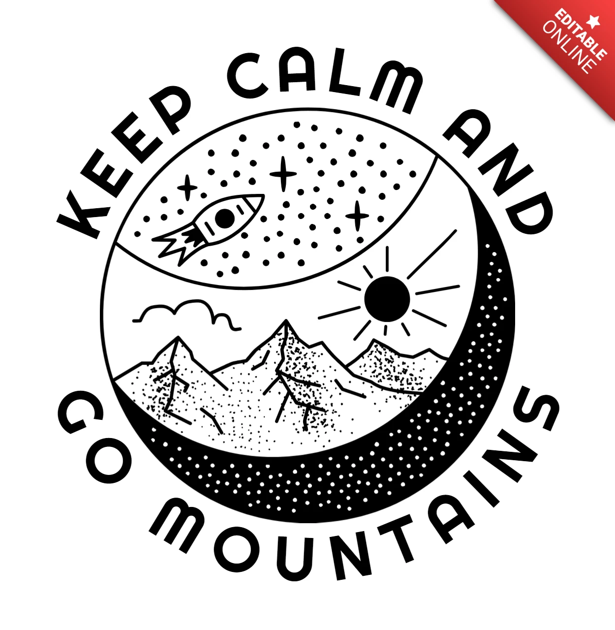 Sacred Geometry Keep Calm And Go Mountains Badge Template Design