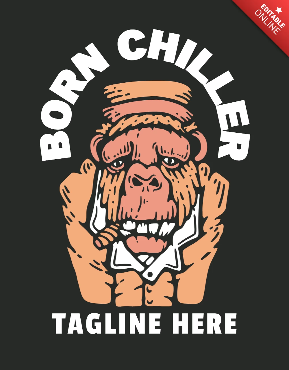 Born Chiller with Chimpanzee T-shirt Design Template