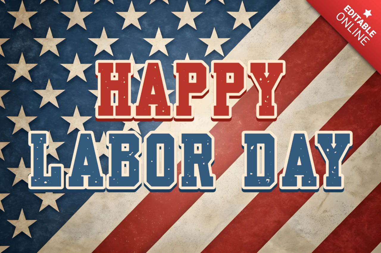 Vintage Americana Labor Day Design Template with Stars and Stripes