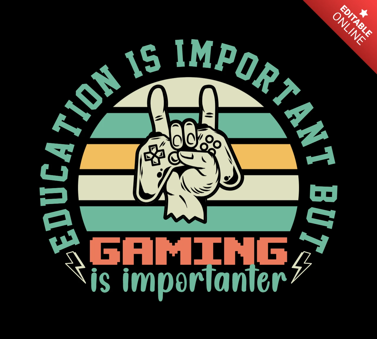 Gaming pad en la mano plantilla de diseño de camiseta