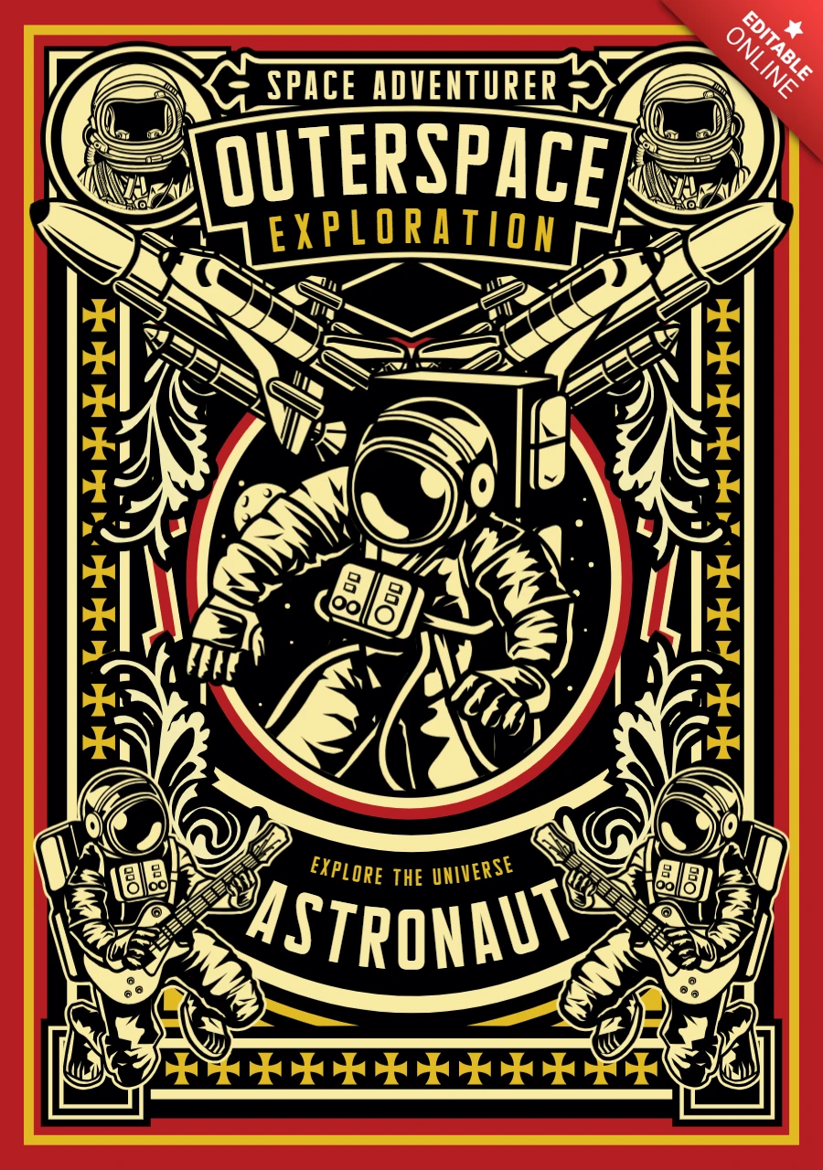 宇宙飛行士宇宙探査Tシャツデザインテンプレート