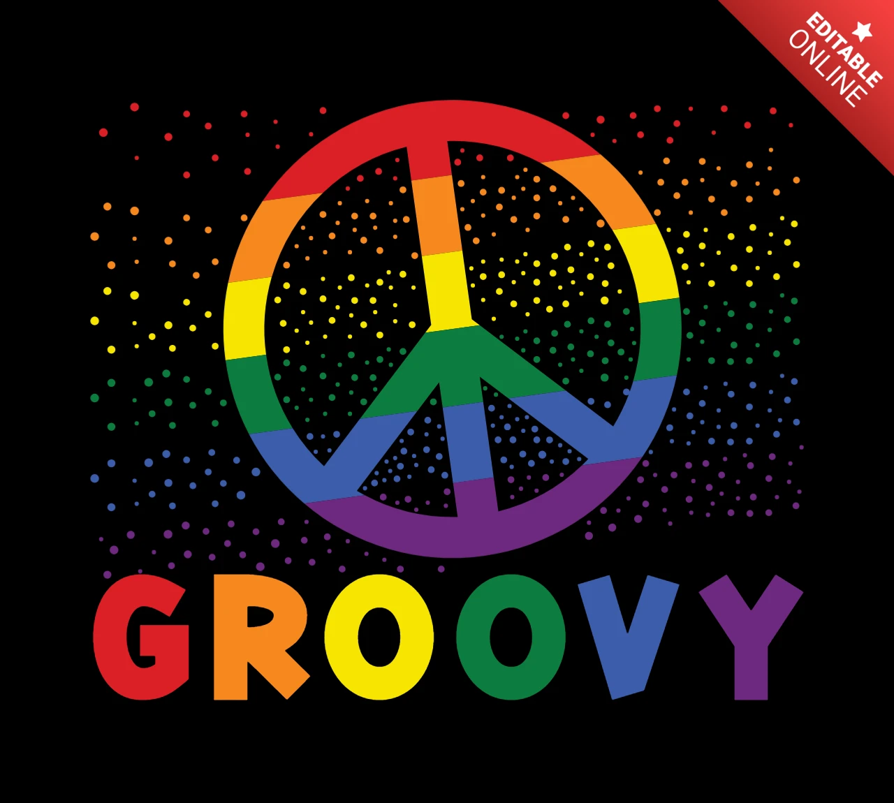 Peace Sign Retro Groovy Hippie T-shirt Design Template