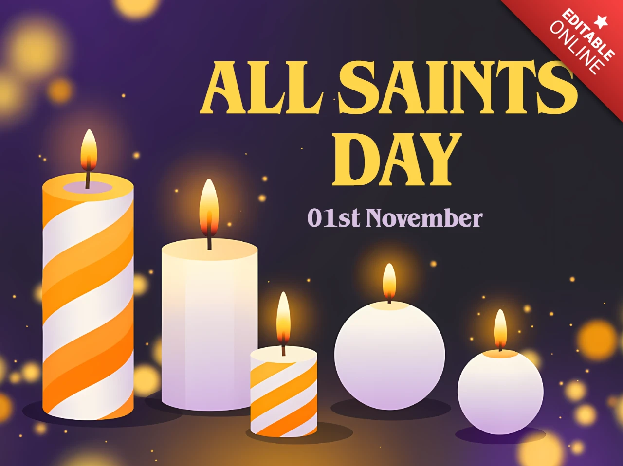 All Saints' Day Candle Design Template for Greeting Cards