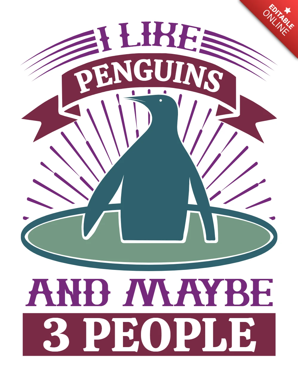 Whimsical Penguin Love Design Template for Custom Apparel