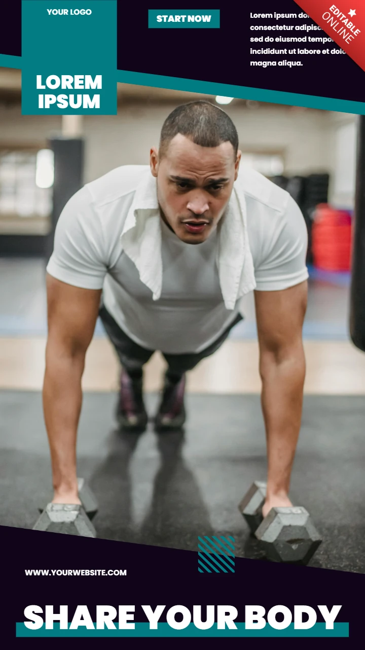 Crossfit Man Gym Ad Instagram Story Post Design Template