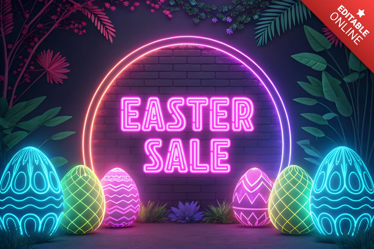 Neon Ostern Verkauf Design-Vorlage mit lebendigen Ei Grafiken