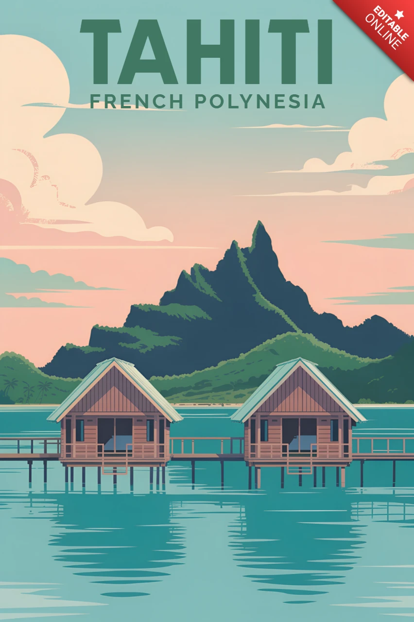 Design template vintage tropical paradise per poster di viaggio