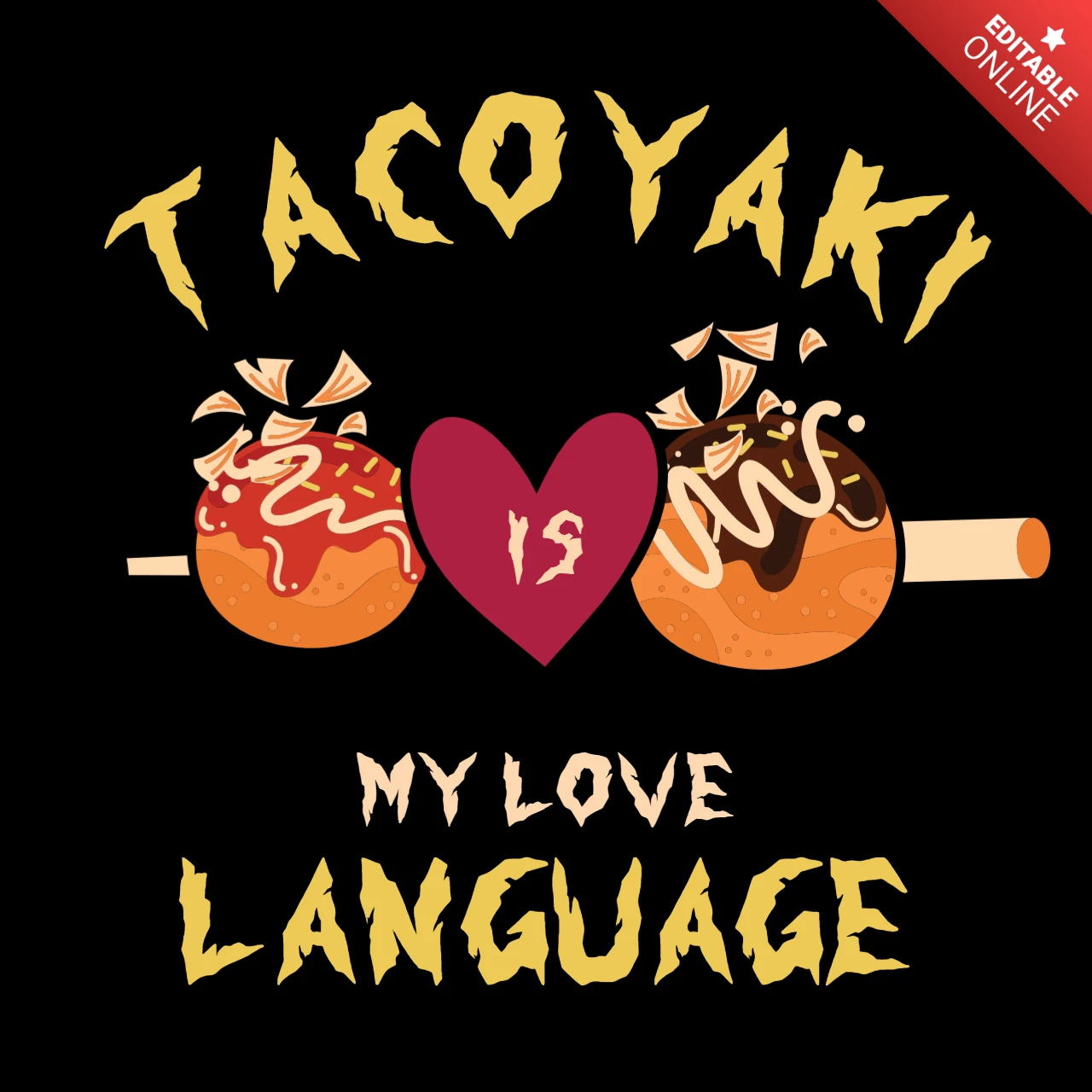 Modello di t-shirt Tacoyaki my love language