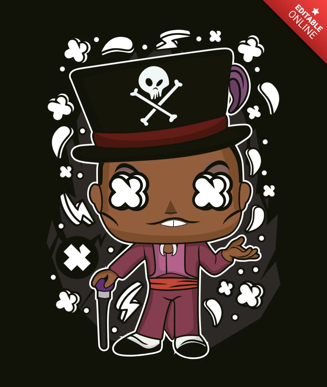 Plantilla de diseño de camiseta de cultura pop del Dr. Facilier