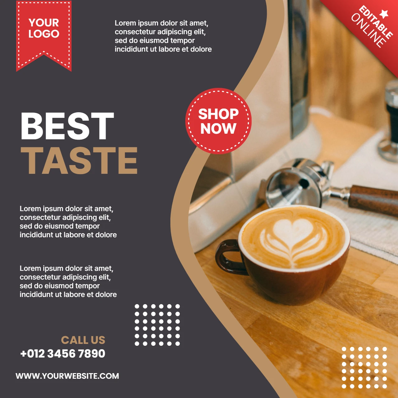 Best Taste Coffee Instagram Post Design Template