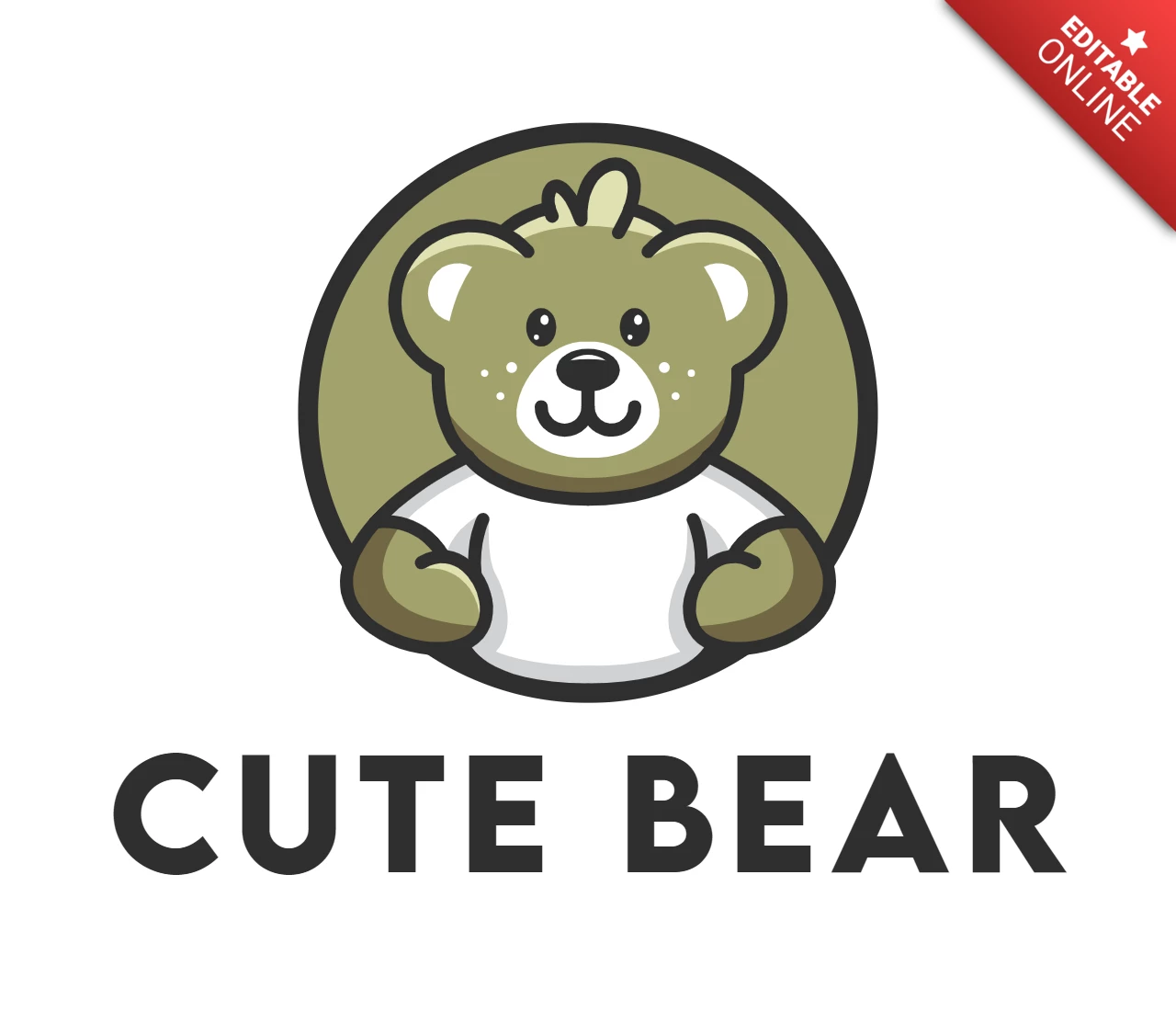 Cute Bear Logo Design Template
