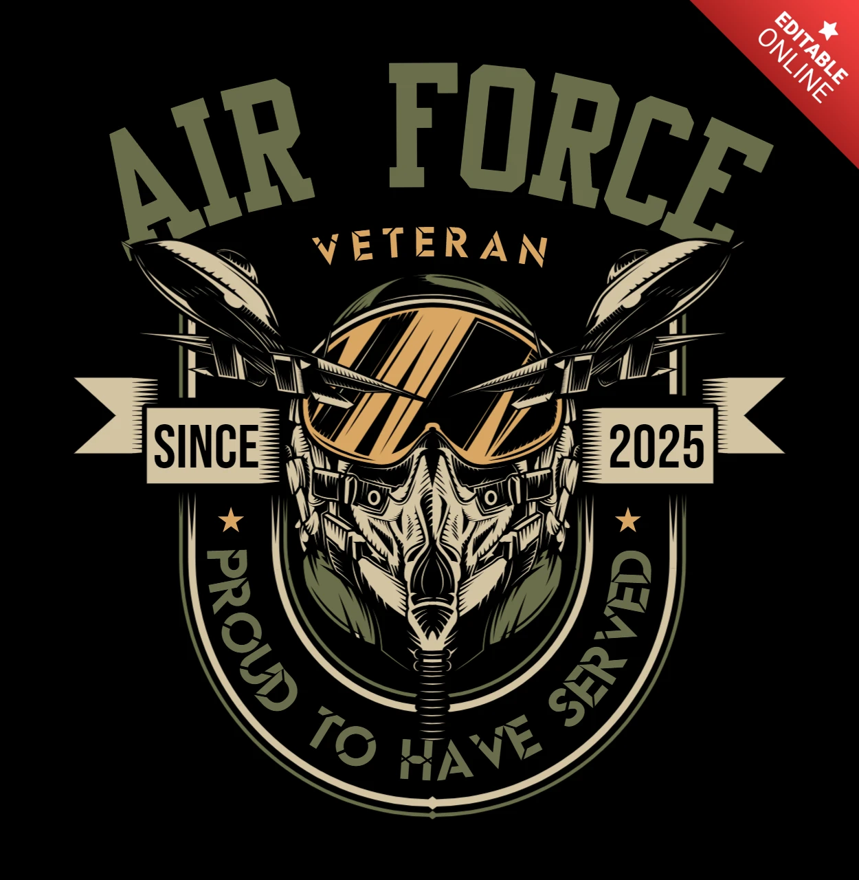 Modelo de design de camiseta de veterano da Força Aérea dos EUA
