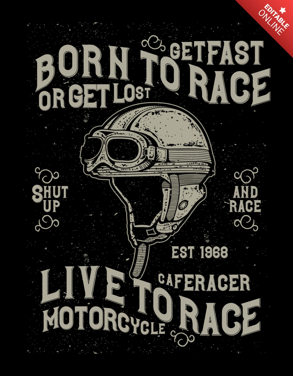 Modèle de t-shirt vintage "Born to race" (né pour la course)