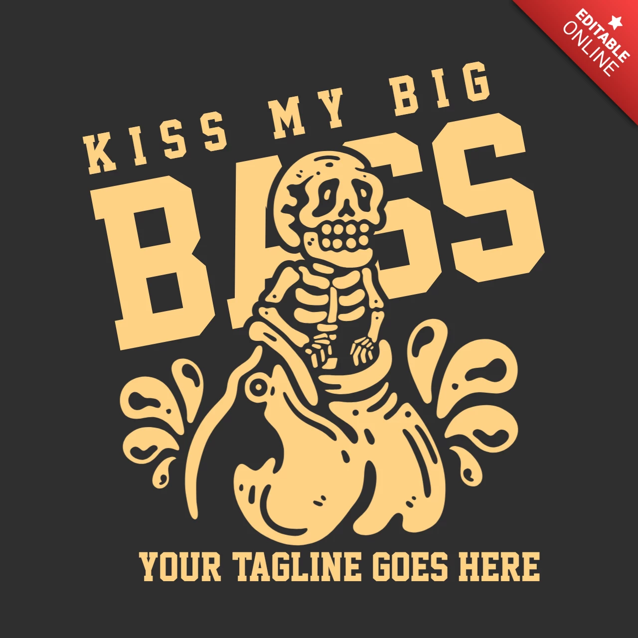 Skeleton Eaten By Fish Vintage T-shirt Design Template