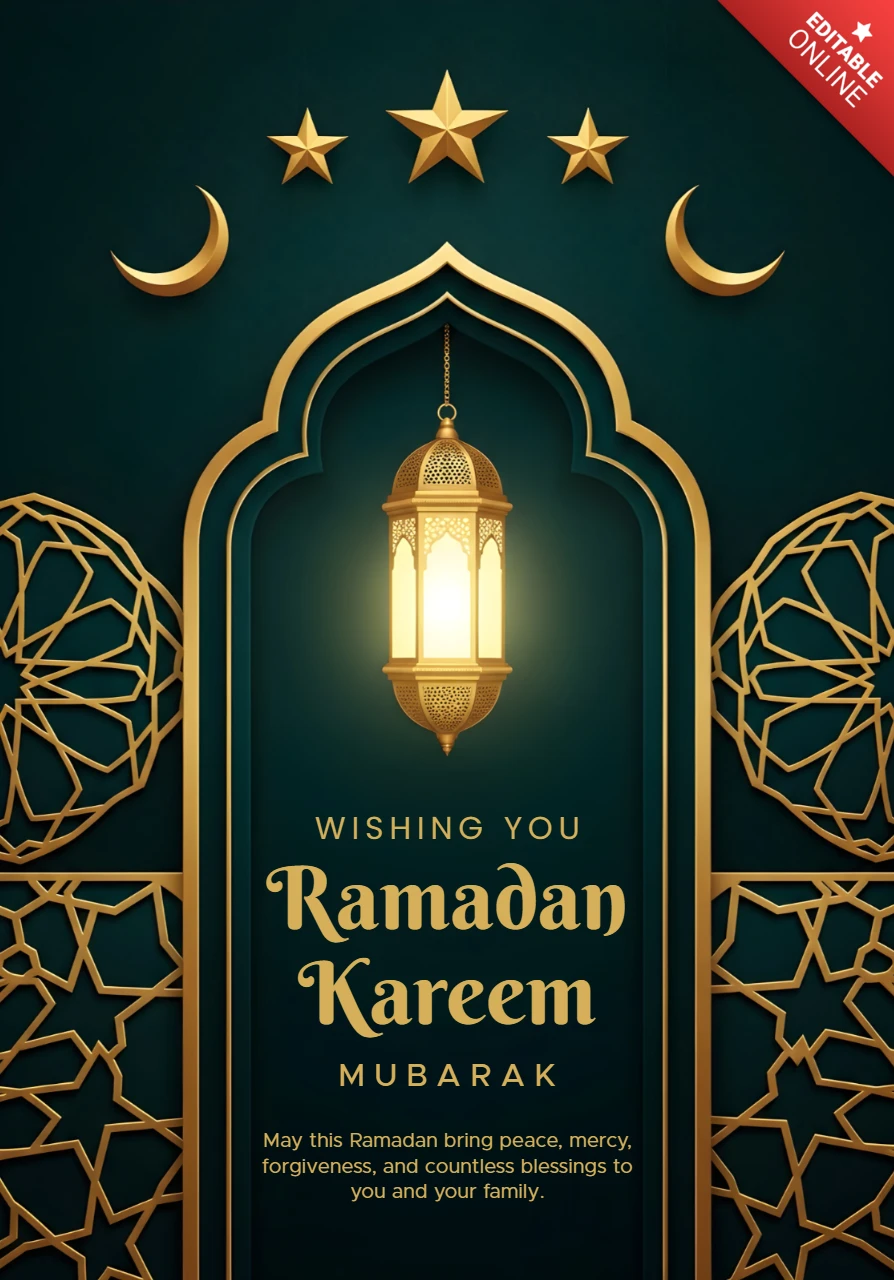 Ramadan-Kareem-Grußkarten-Vorlage mit elegantem Laternen-Design