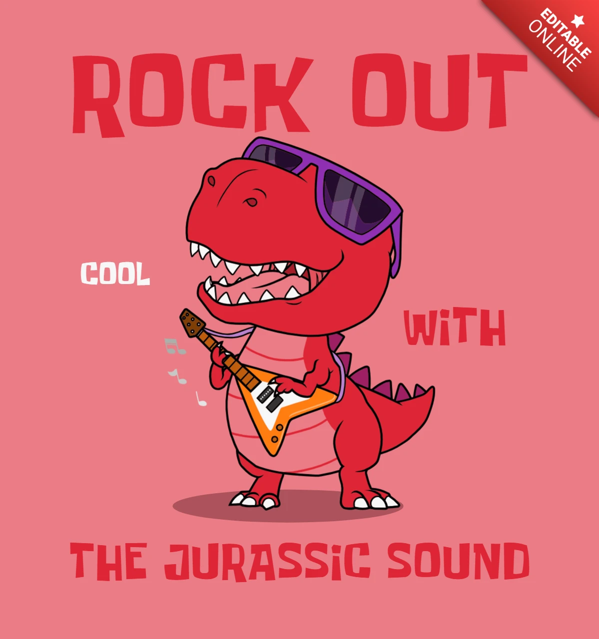 Modèle cool de rockstar jurassique avec dinosaure de dessin animé pour la conception de vêtements