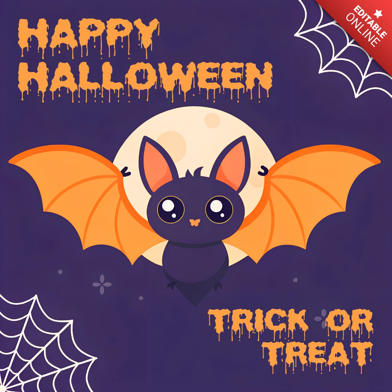 Halloween Cute Bat Design for Kids Party Invitations and Merchandising Template