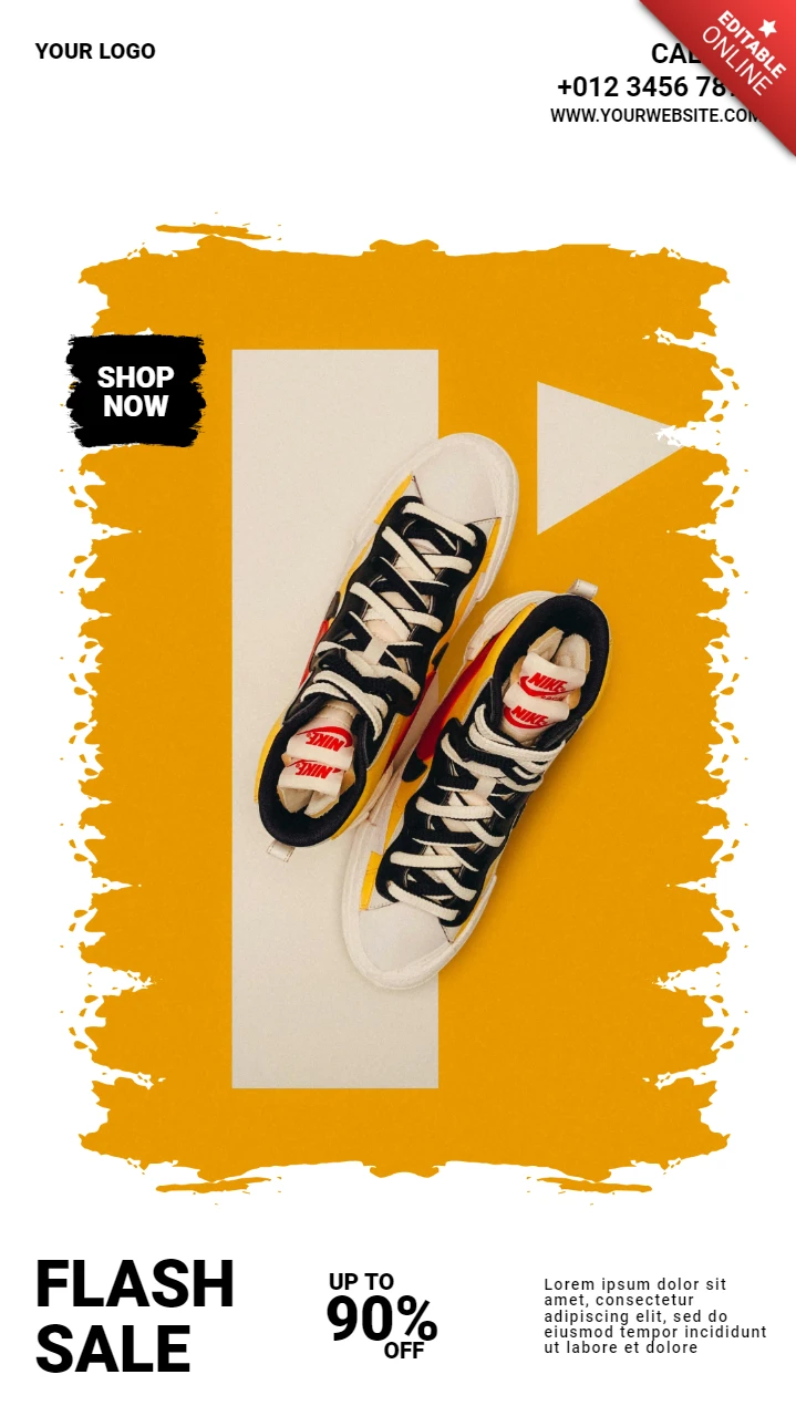 Flash sale sneakers social media verhaal post ontwerp sjabloon