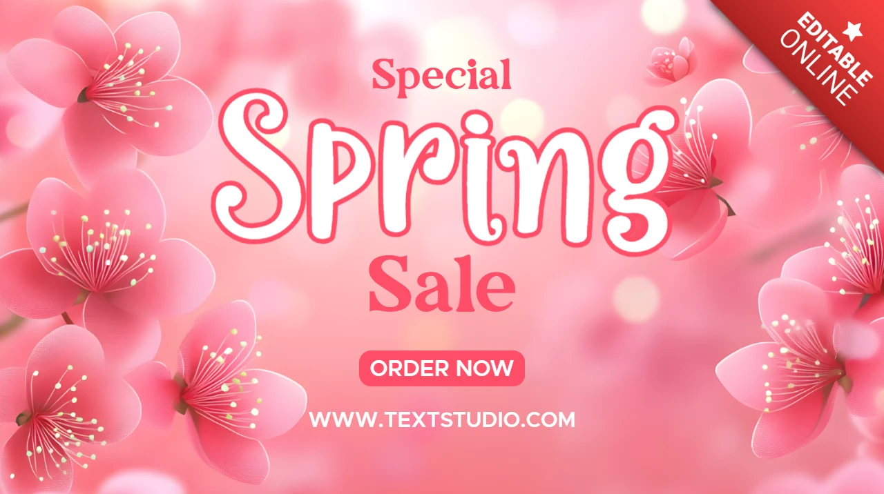 Modèle de vente de fleurs de printemps - thème de fleurs roses éditable