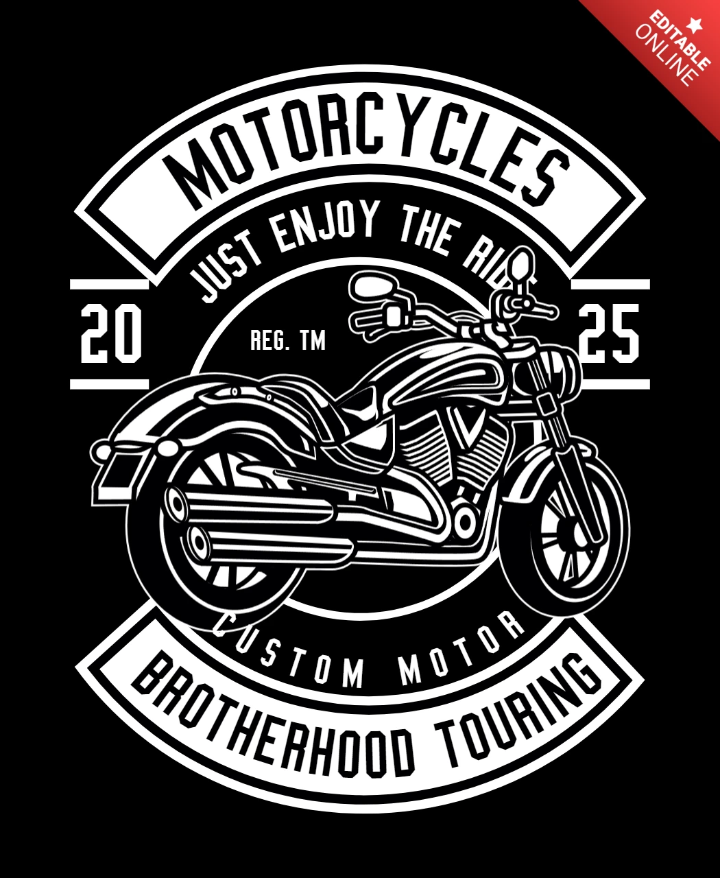 Motorfiets broederschap touring t-shirt ontwerpsjabloon