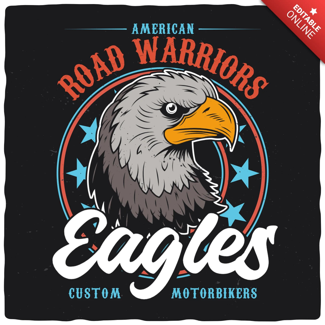 American Road Warriors Eagles T-shirt Design Template