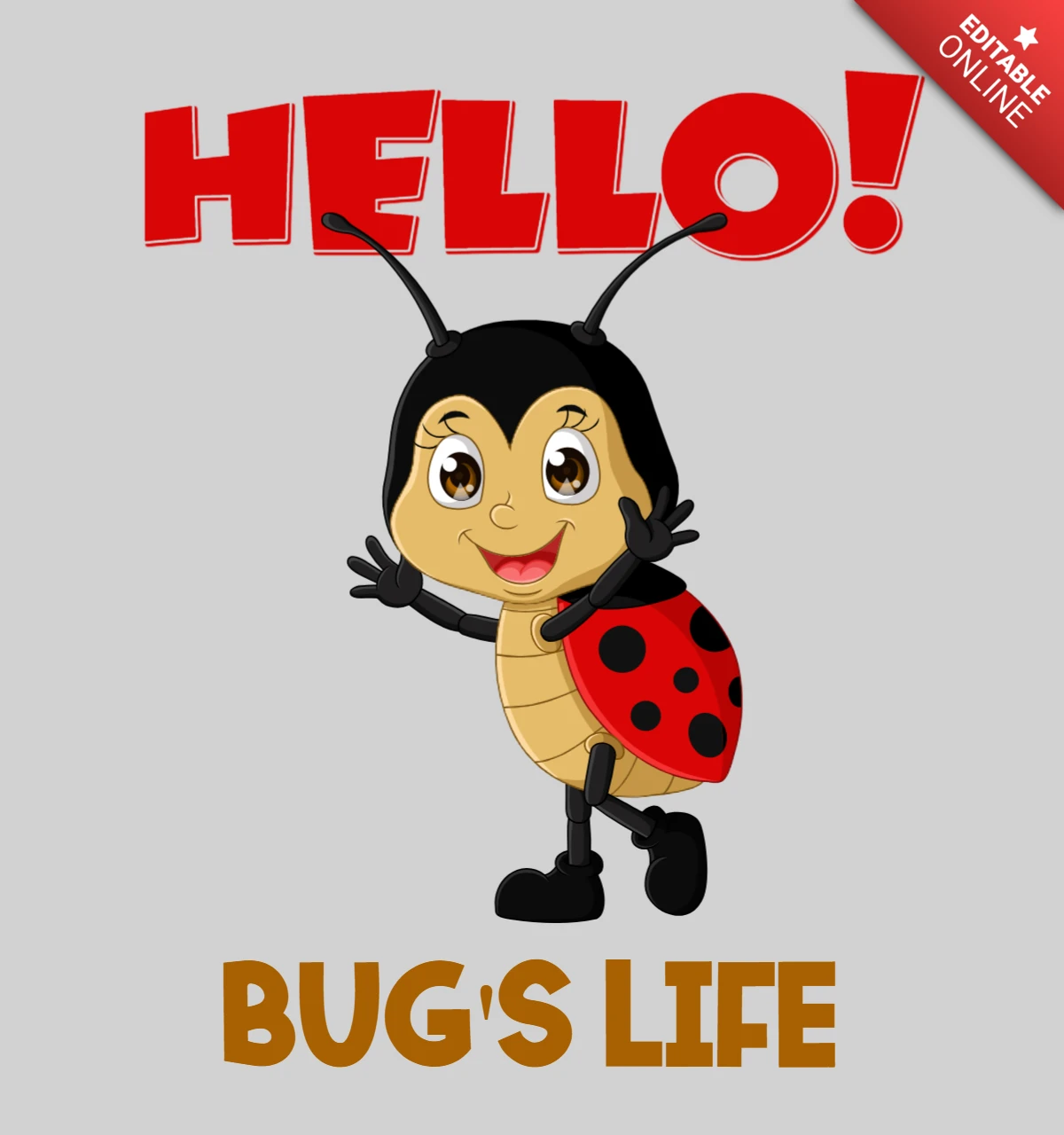 Cute Waving Ladybug Template for Kids Book Cover