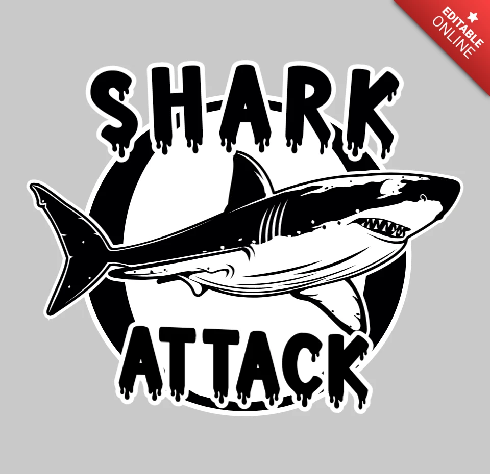 Shark Attack T-Shirt Design Template