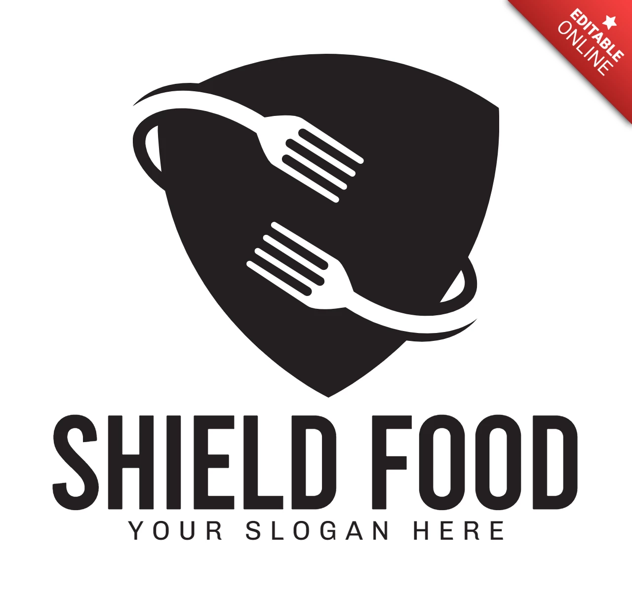 Shield Food Logo Design Template