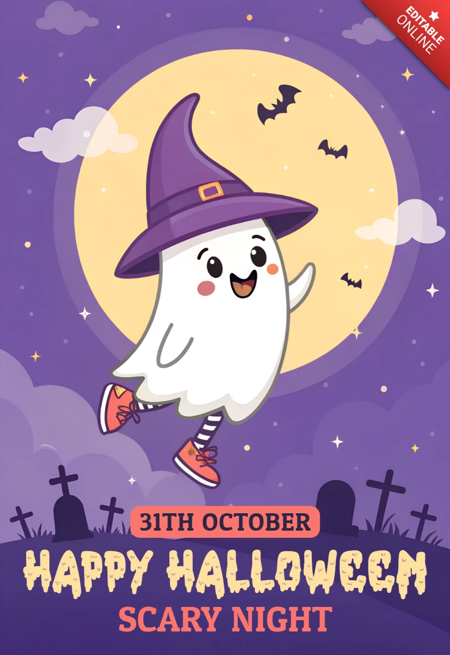 Playful Halloween Ghost Design Template for Festive Greeting Cards