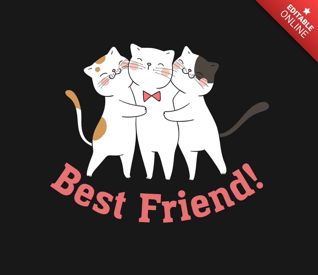 Cute Kittens Hugging T-Shirt Design Template