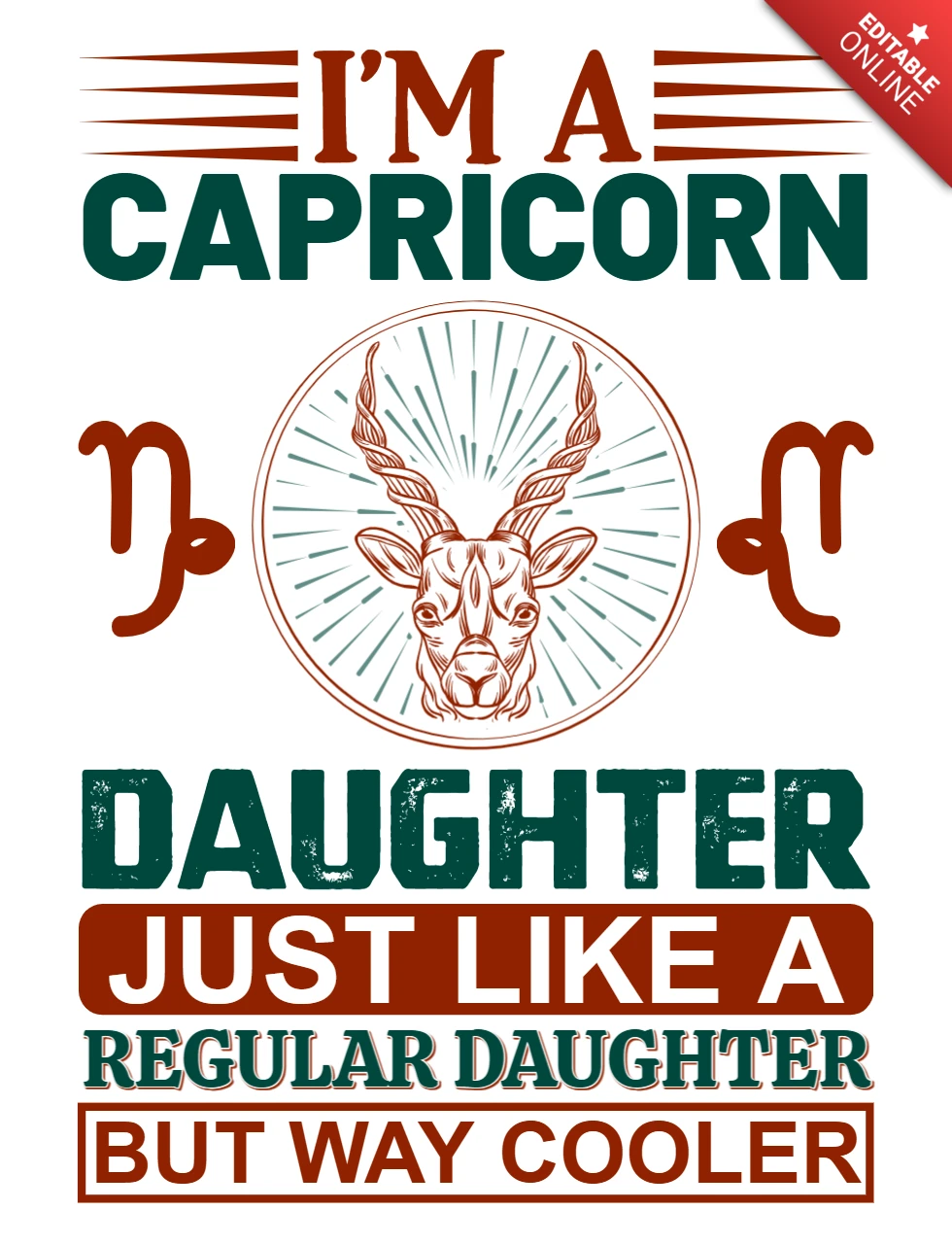 Ich bin ein steinbock tochter sternzeichen t-shirt design vorlage