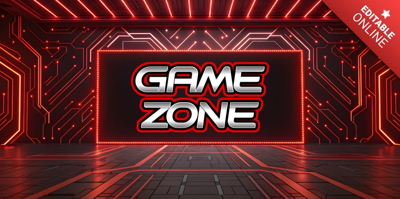 Futuristisch gamezone ontwerp sjabloon met neon circuit achtergrond