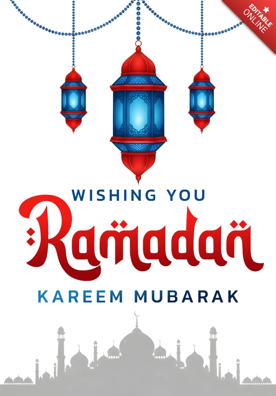 Ramadan Lantern Design Template for Greeting Cards