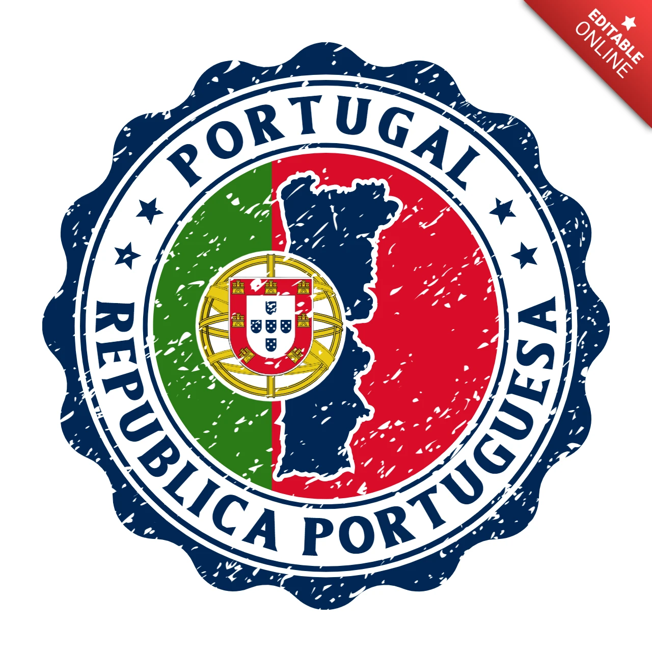 Bienvenue au Portugal - Modèle de logo pour un timbre-poste