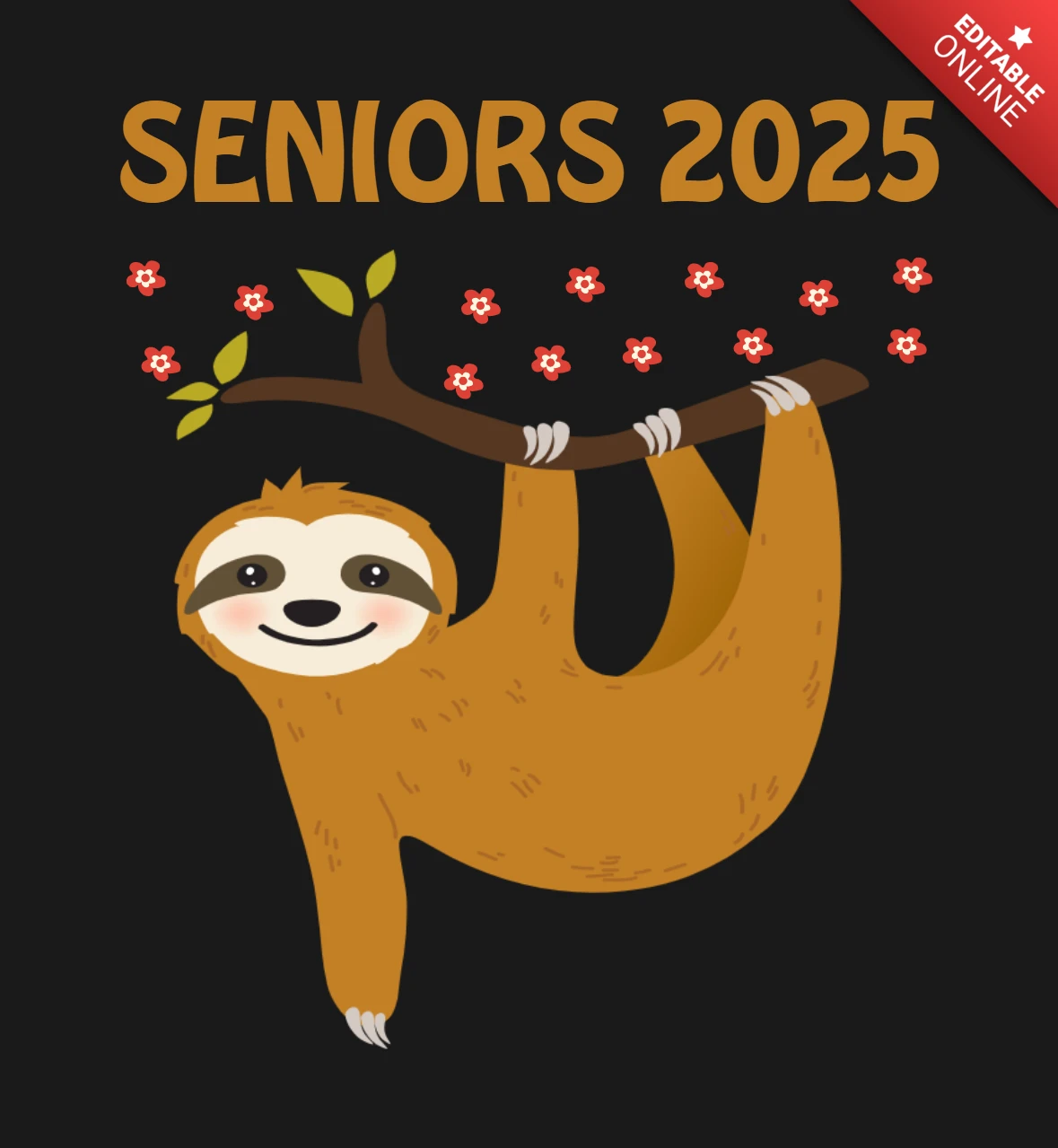 Шаблон дизайна футболки с ленивцем 2025 года