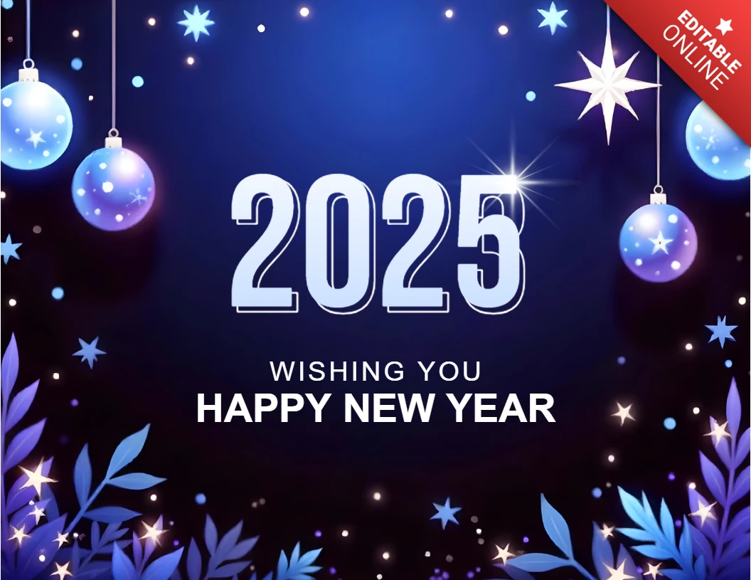 2025 Happy New Year Festive Greeting Card Design Template
