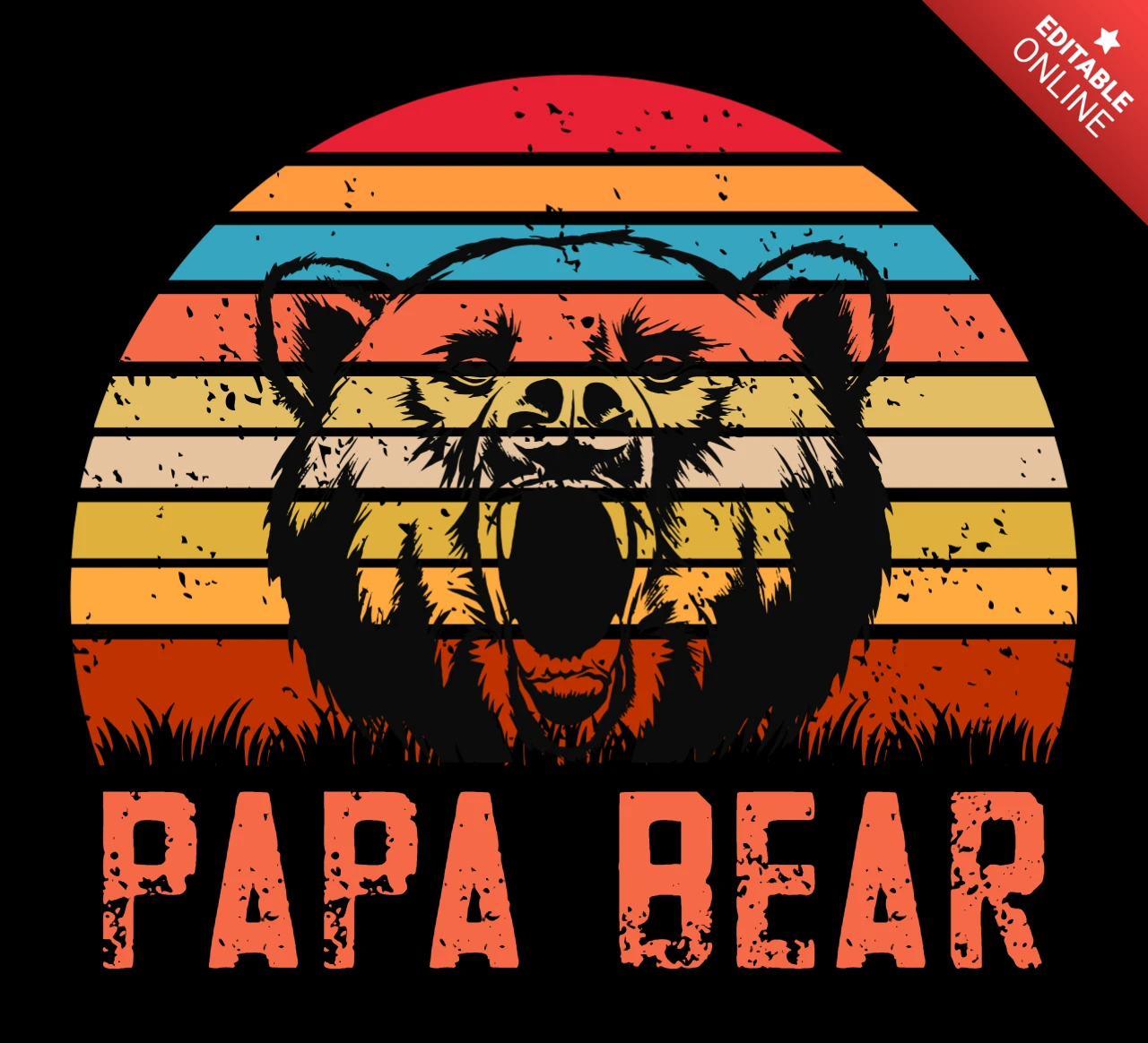 Modelo de design gráfico do papai urso retrô para vestuário personalizado