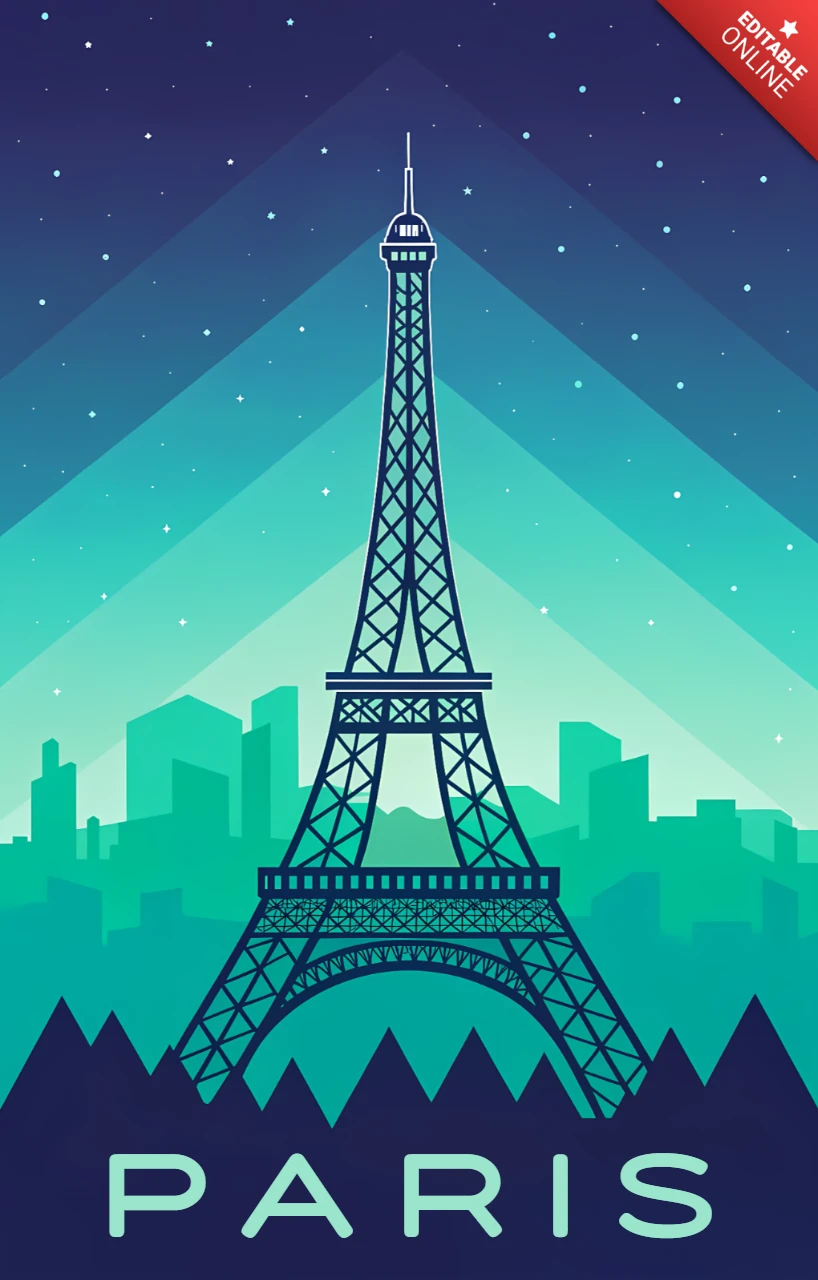 Modernes Pariser Design-Template mit Eiffelturm für Poster