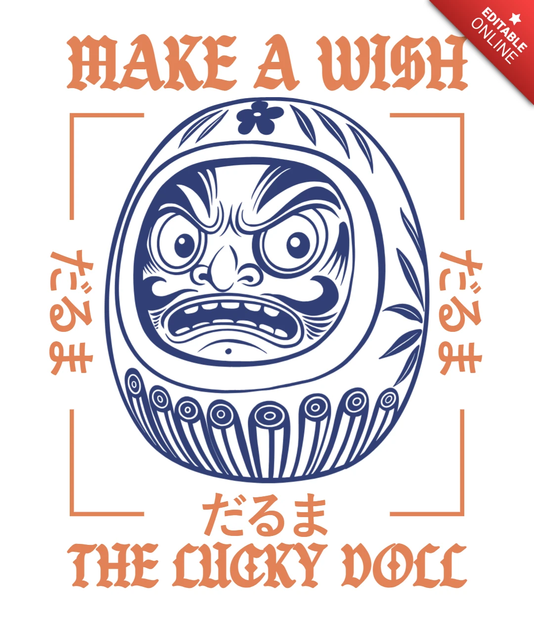 Daruma-Puppen-Designvorlage: Wünsche mit kräftigem Grafikstil äußern