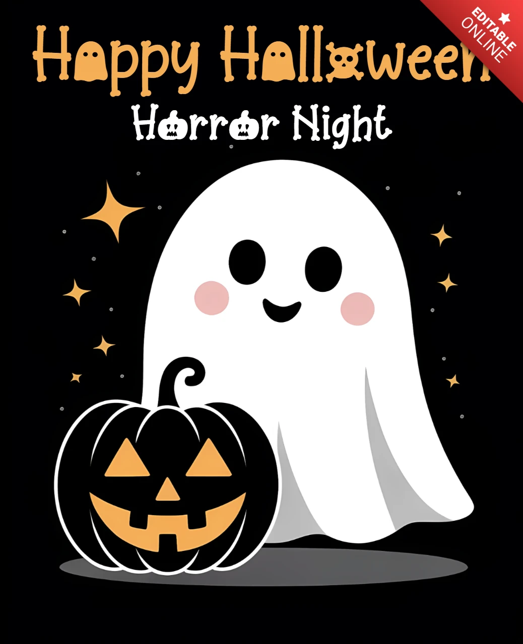 Conception d'Halloween heureuse avec un joli fantôme et une citrouille pour un modèle d'impression de t-shirt