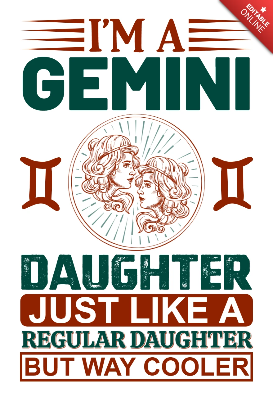 Tweeling dochter vintage typografie ontwerpsjabloon