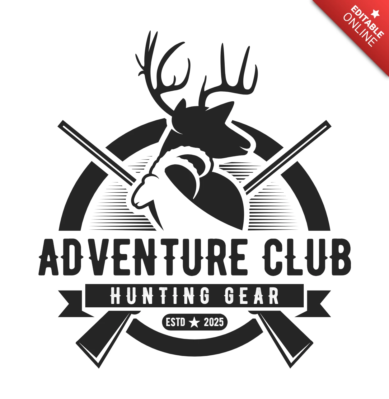Modèle de conception de logo de chasse au club d'aventure