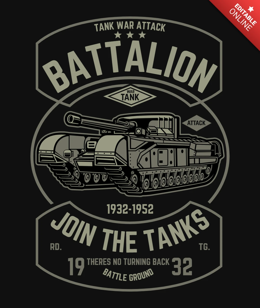 Tanks Battalion T-Shirt Design Template